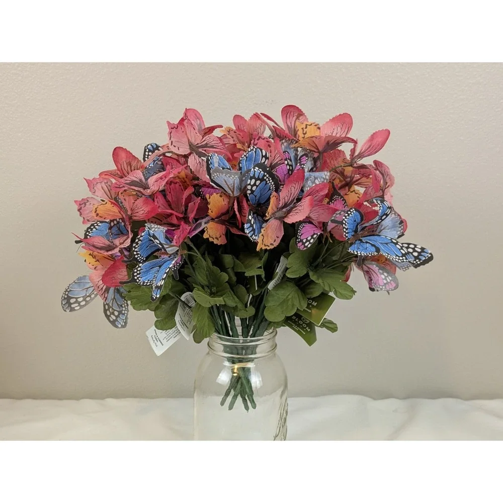 10pc Artificial Butterfly Floral Picks Bouquet Stems Spring Summer Home Decor